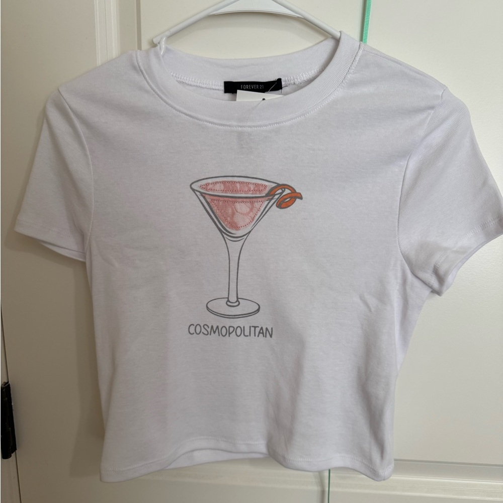 Forever 21 White Graphic Cocktail Tee